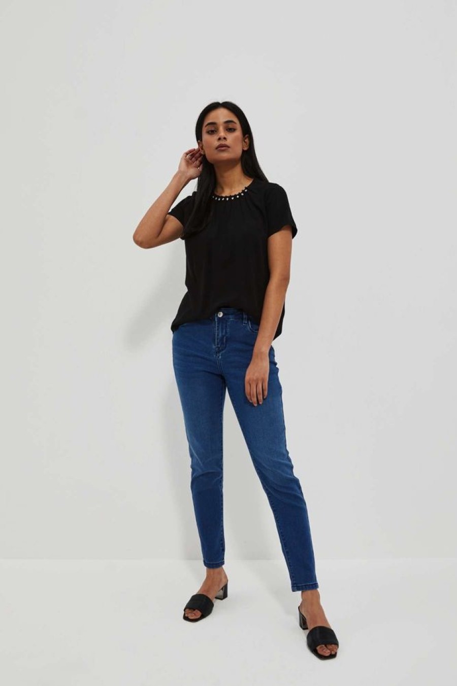 Christmas Moodo Jeans | Jeansy Skinny Push Up Ciemnoniebieskie