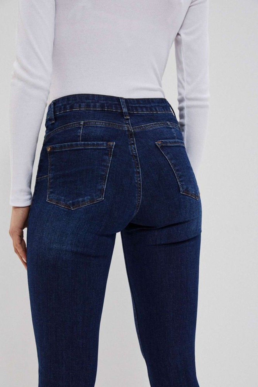 Christmas Moodo Jeans | Jeansy Skinny Push Up Granatowe