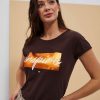 Christmas Moodo Bluzki | T-Shirt Z Napisem Ciemnbrazowy