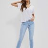 Christmas Moodo Jeans | Jeansy Medium Waist Z Postrzepionymi Nogawkami Blekitne