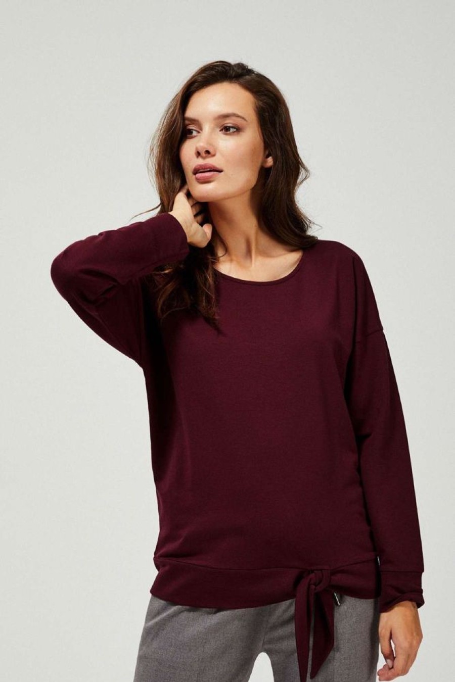 Christmas Moodo Bluzy | Bluza Z Wiazaniem W Kolorze Burgund