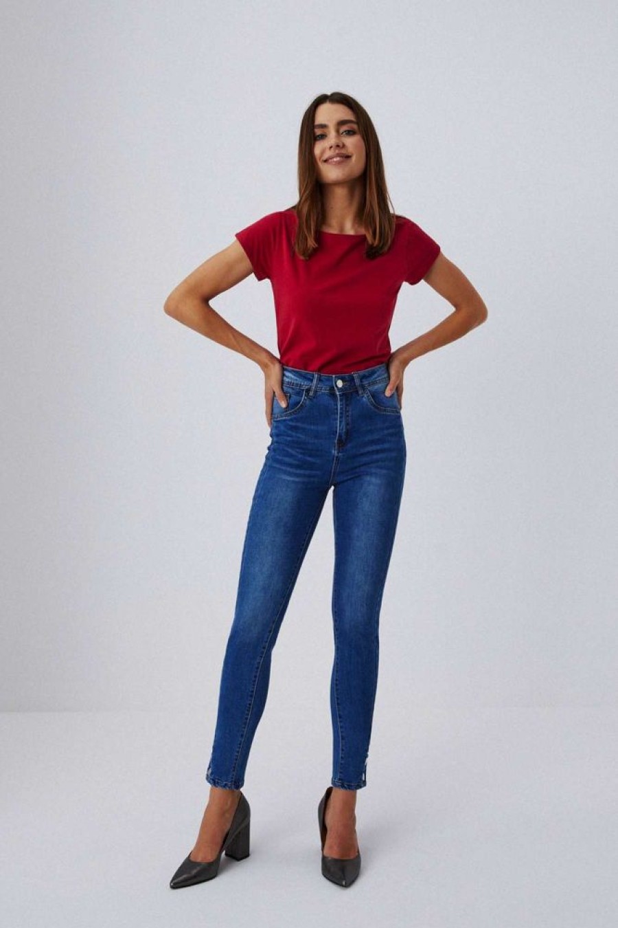 Christmas Moodo Jeans | Jeansy Skinny Medium Waist Niebieskie