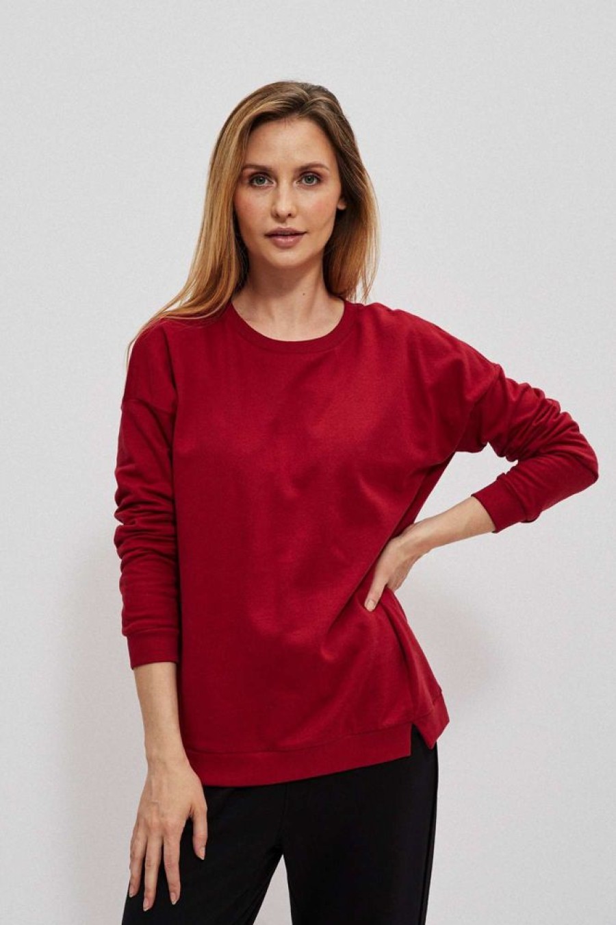 Christmas Moodo Bluzy | Prosta Bluza Bordowy