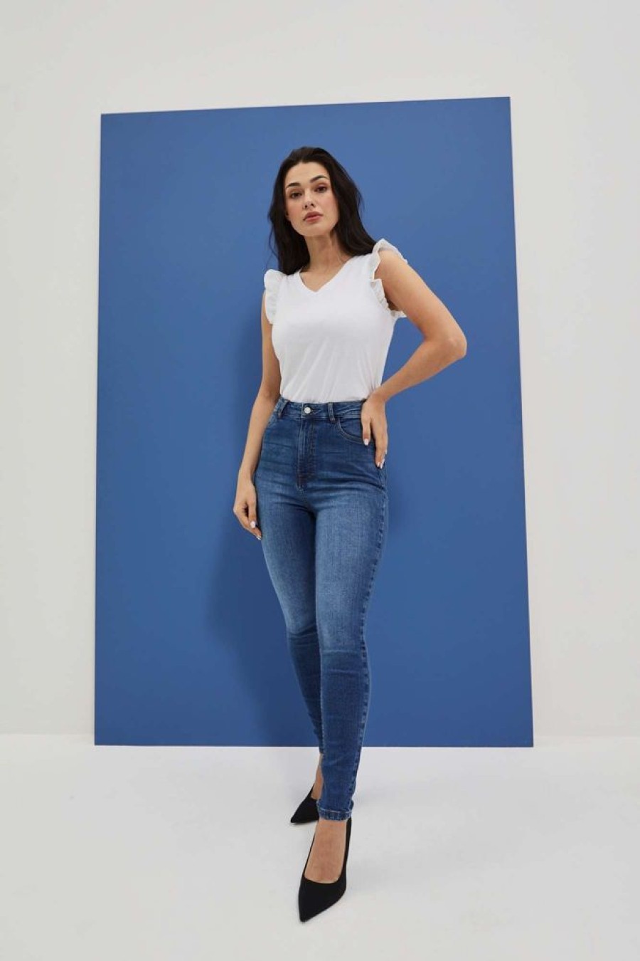 Christmas Moodo Jeans | Jeansy Skinny Z Wysokim Stanem